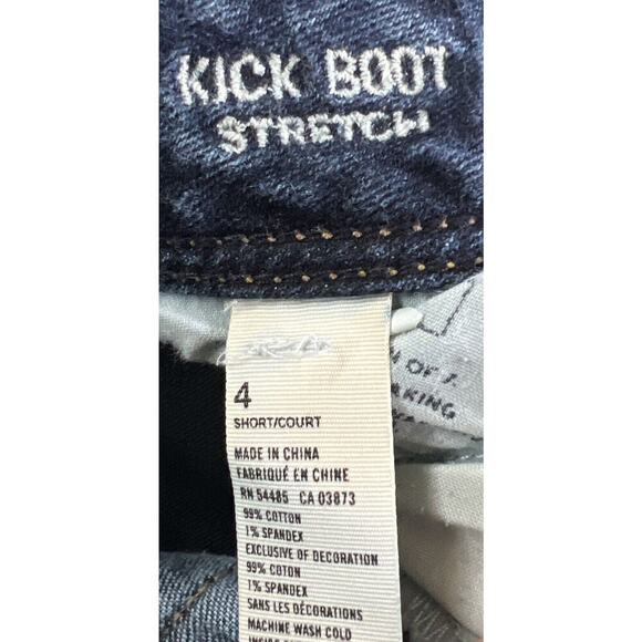 Women's American Eagle Kick Boot Dark Wash Stretch Blue Jeans Size 4 Short - Picture 4 of 5